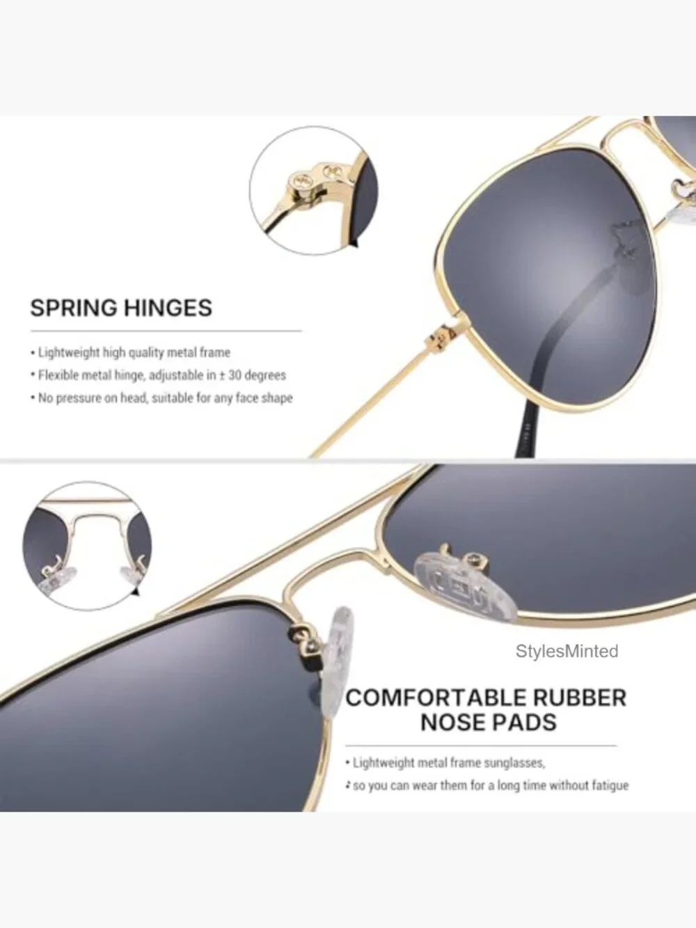 Kids Aviator Sunglasses UV400 Protection Metal Frame Unbreakable Toddler
